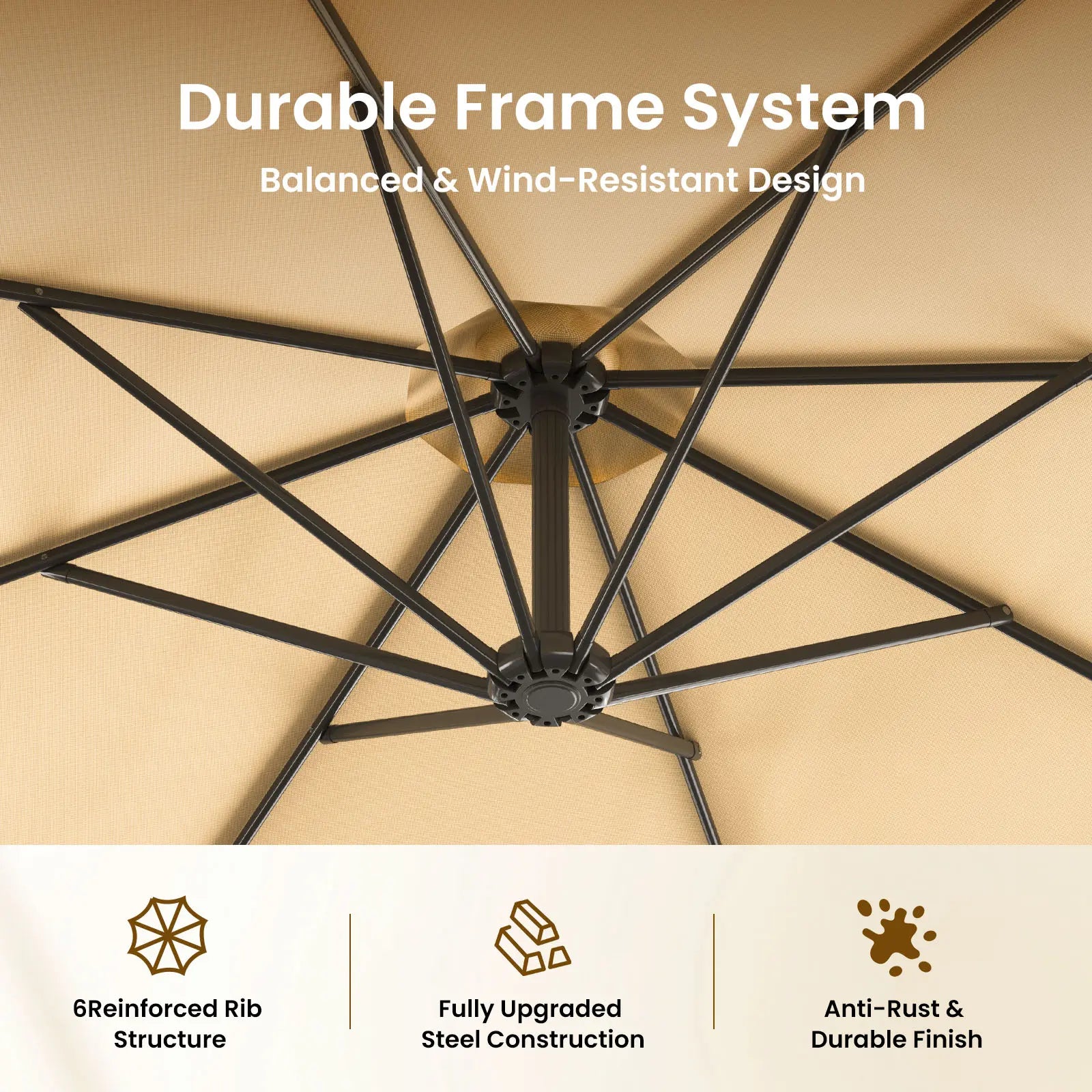 Docred Heavy Duty Cantilever Offset Patio Umbrella with Base Included, 10FT Patio Outdoor Umbrella with 360° Rotation & Infinite Tilt, Patio Furniture Sets, Yarn-Dyed Fade-Resistant Canopy, 8-Rib Steel Frame for Patio, Pool, Deck, Sombr, Camping, Backyard