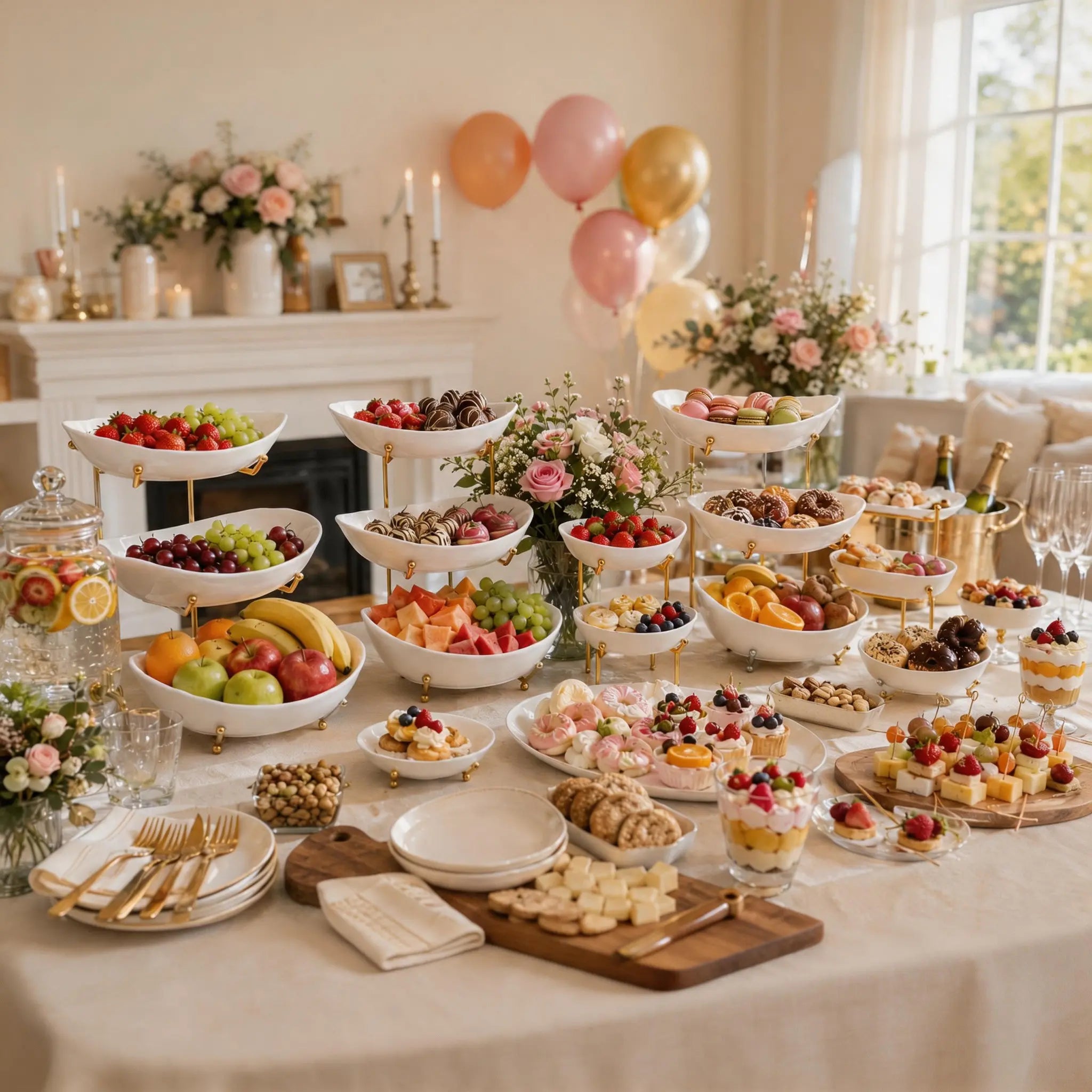 3-Tier Fruit Bowl Set with Metal Stand, Available in Plastic or Ceramic Bowls, Large Capacity Countertop Organizer for Fruits, Snacks & Nuts