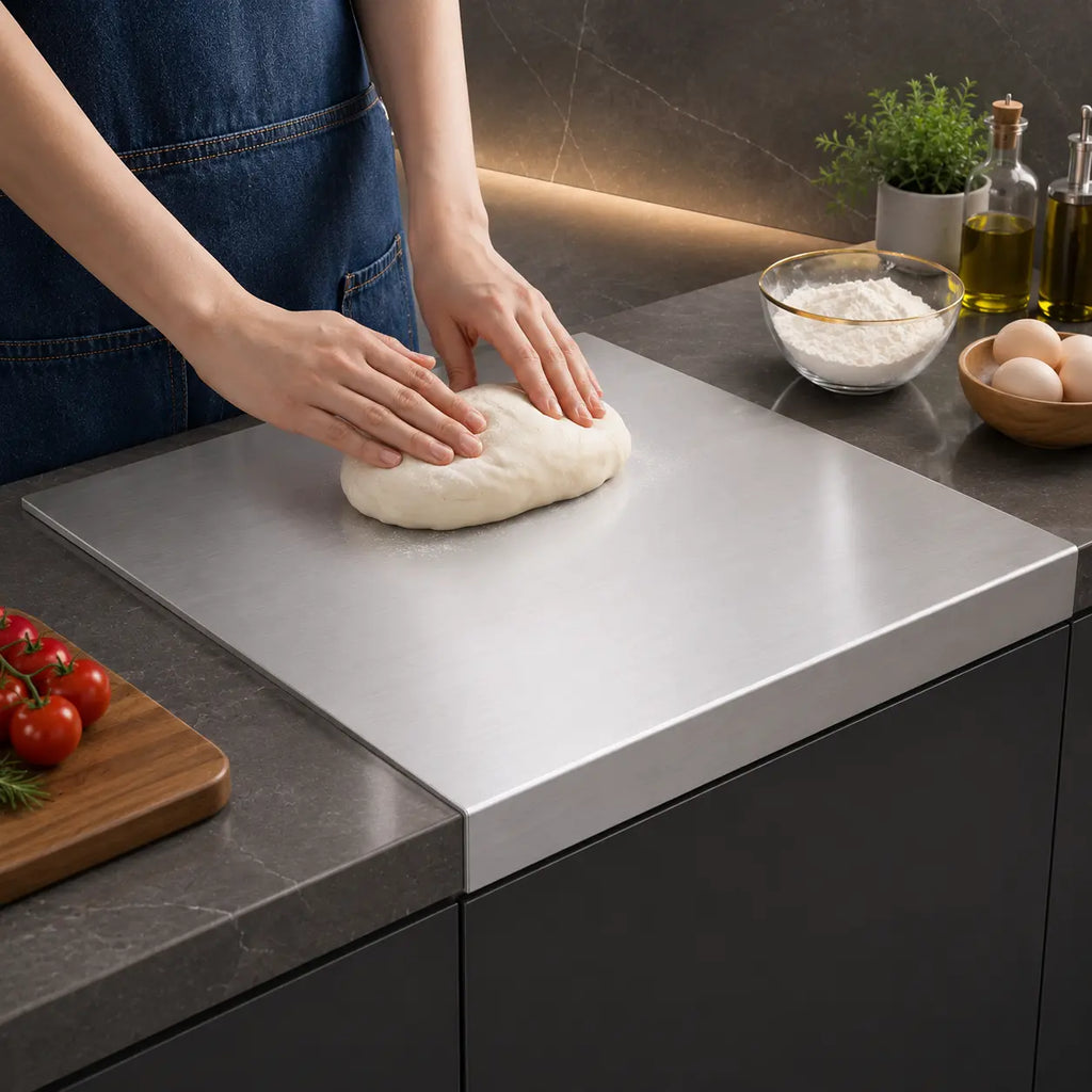 Stainless Steel Chopping Board - Non-Slip Kitchen Cutting Board for Use with Knives, Essential Household Kitchen Accessory Gadget