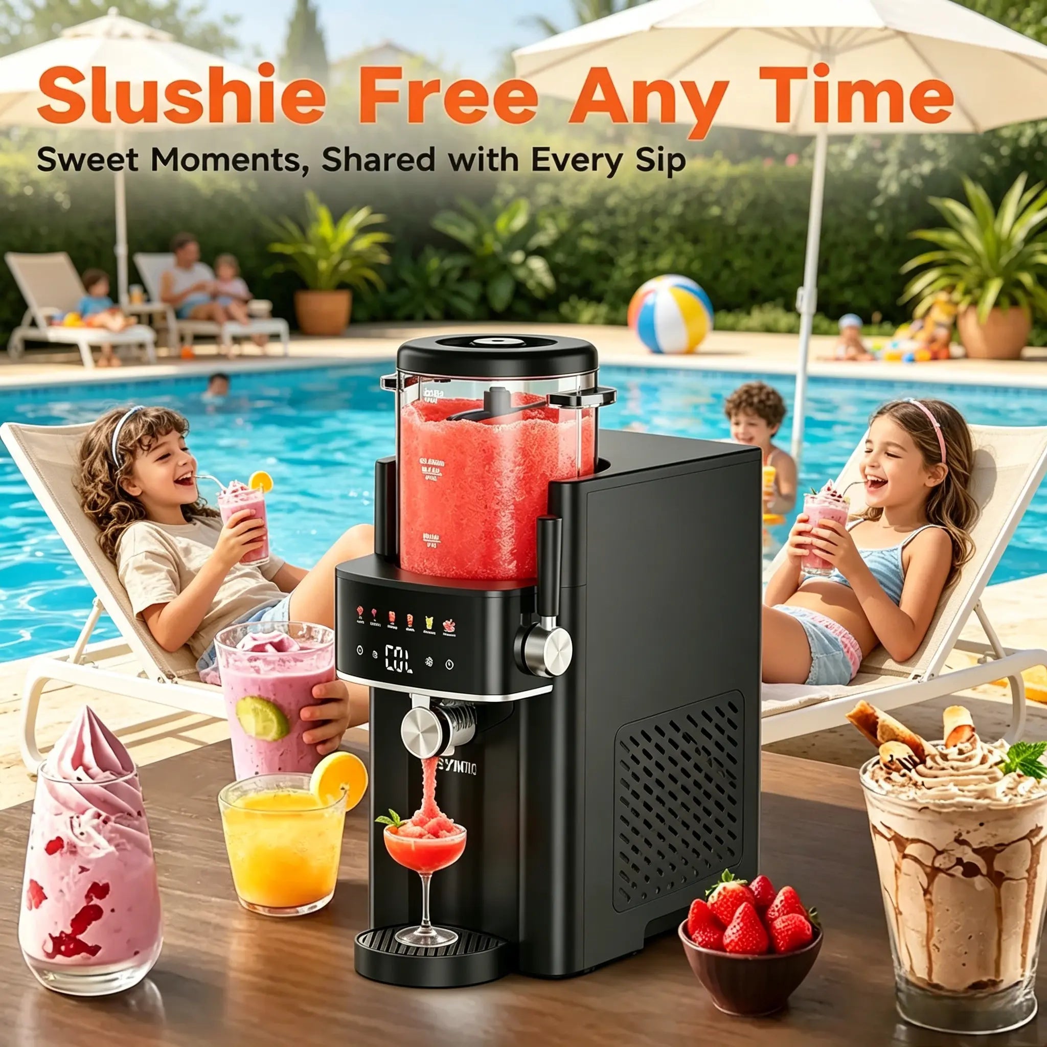 S1 Slushie Machine ,Ice Cream Maker, 6-In-1 Fast Freeze Slushie, 6 Preset Programs and One-Touch Self-Cleaning, No Ice Needed,Easy Clean Black Multi-Function Maker for Margaritas, Frappés and Frozen Drinks