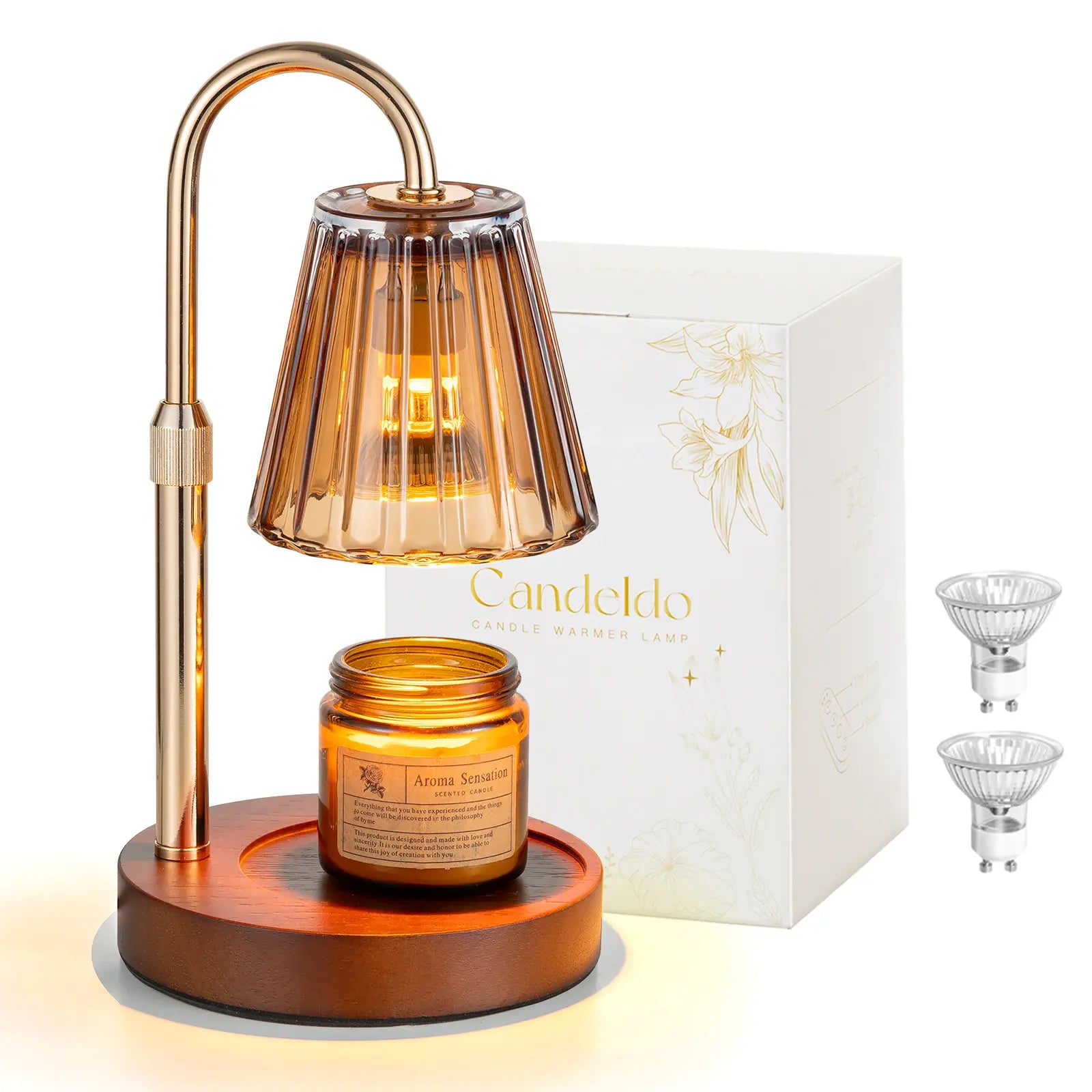 Glasseam Candle Warmer Lamp with Timer, Dimmable Candle Warmer for Jar Candles, Height Adjustable Wax Melts Warmer, Birthday Gifts for Women Mom, House Warming Gifts New Home Decor