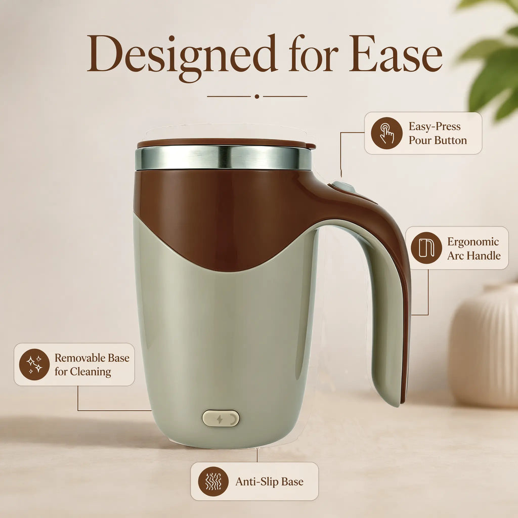 Self-Stirring Coffee Mug | Rechargeable Magnetic Automatic Mixing Cup | 350Ml 304 Stainless Steel Portable Travel Mug | Perfect Gift for Office, Home & Coffee Lovers