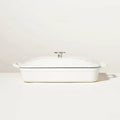 Enamel Coated Casserole/Bakeware Dish with Lid Cream - Hearth & Hand with Magnolia: Cast Iron Hand Wash Nonstick