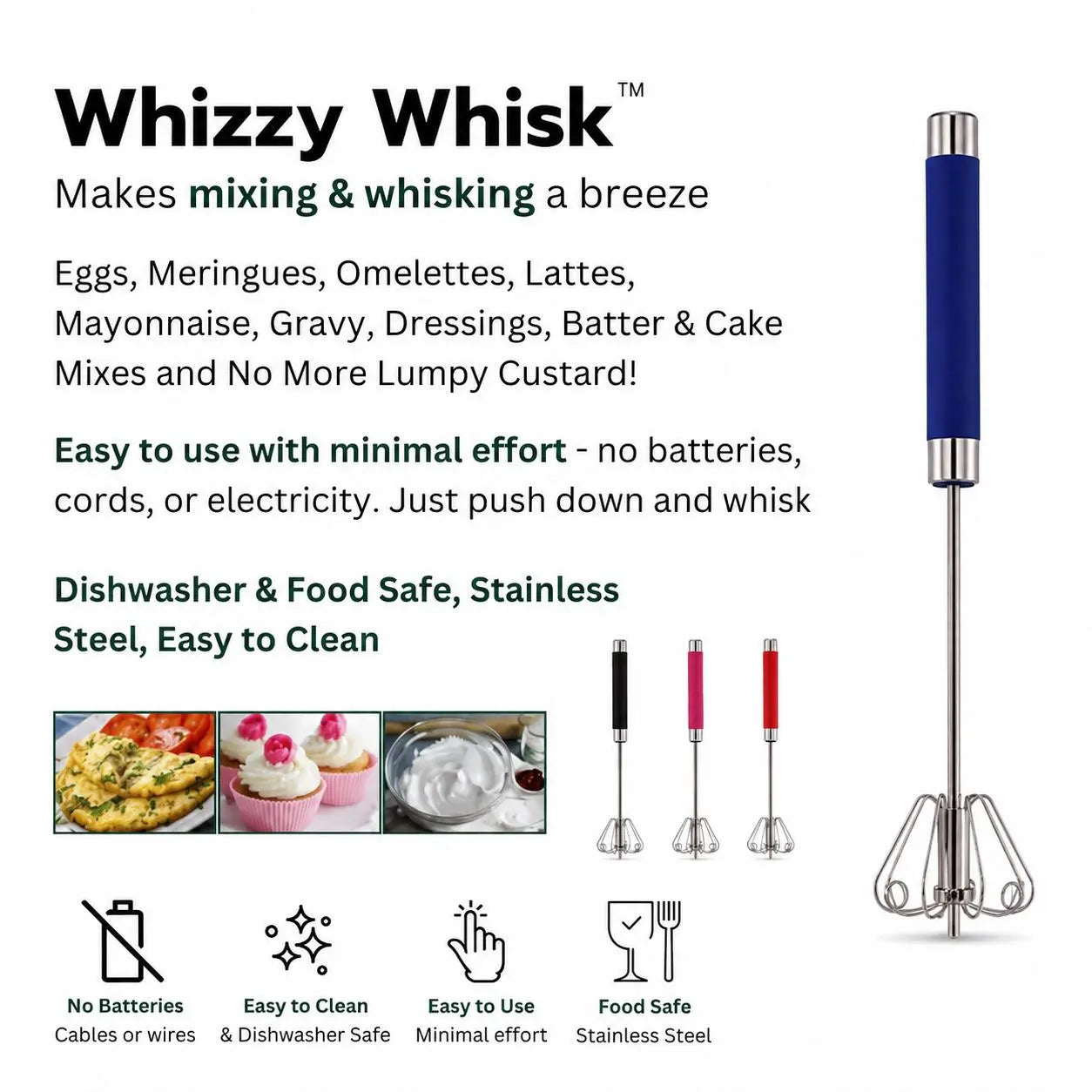 Stainless Steel Egg Beater Push Whisk - Handheld Kitchen Mixer with Cover for Quick, Efficient Mixing of Eggs and Other Ingredients
