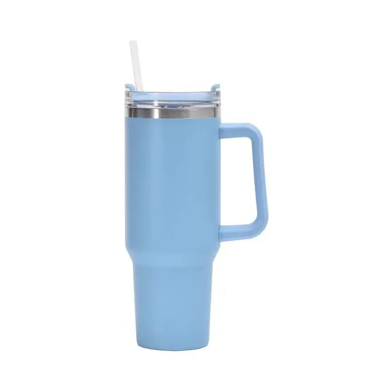 40Oz Double-Walled Vacuum Insulated Stainless Steel Tumbler with Handle, Featuring a Straw Lid and Straw - Leakproof, Rustproof, Suitable for Hot/Cold Drinks, Ideal for Outdoor Use, Travel, and Holiday Gifts Drinkware Portable