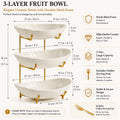 3-Tier Fruit Bowl Set with Metal Stand, Available in Plastic or Ceramic Bowls, Large Capacity Countertop Organizer for Fruits, Snacks & Nuts