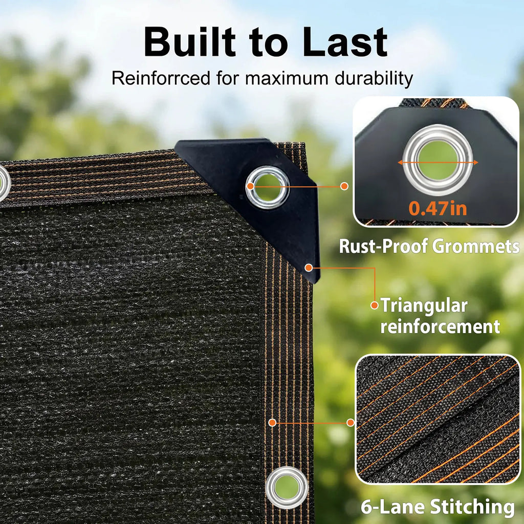 90% UV Resistant Shade Cloth - 10x20 Ft Breathable HDPE Mesh Tarp for Outdoor Patio, Garden, and Greenhouse Use with Grommets