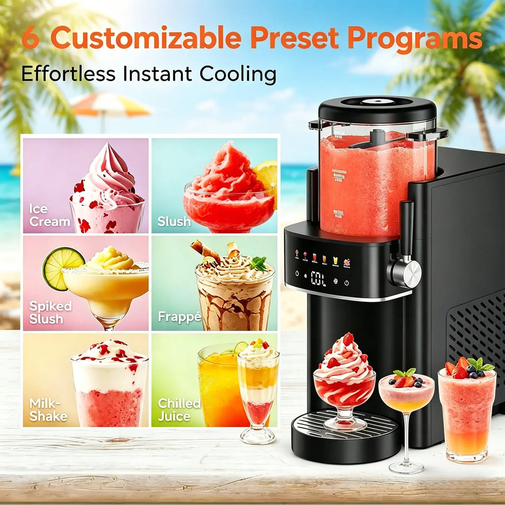 S1 Slushie Machine ,Ice Cream Maker, 6-In-1 Fast Freeze Slushie, 6 Preset Programs and One-Touch Self-Cleaning, No Ice Needed,Easy Clean Black Multi-Function Maker for Margaritas, Frappés and Frozen Drinks