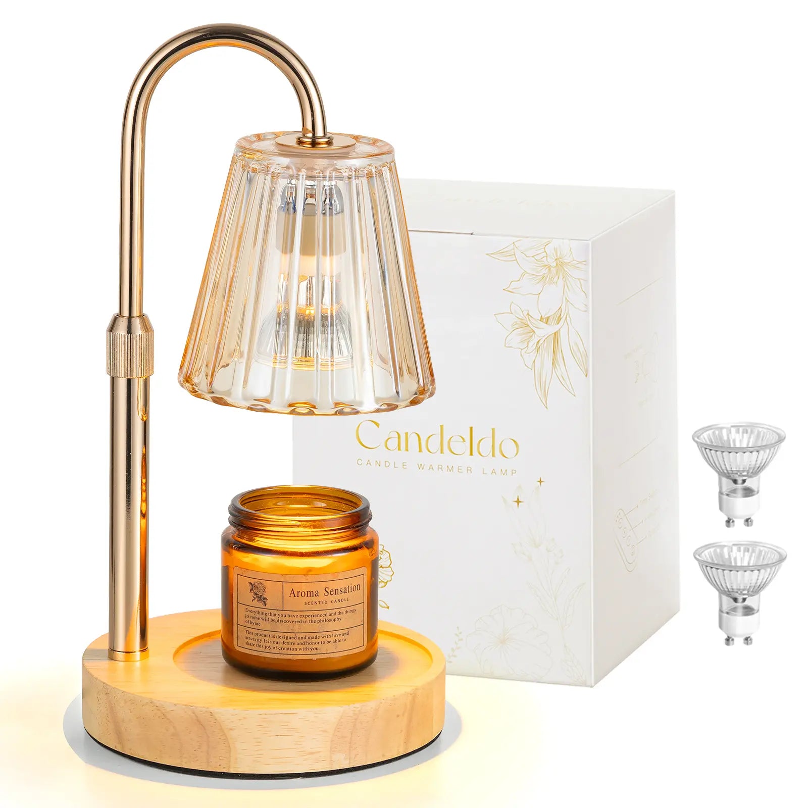 Glasseam Candle Warmer Lamp with Timer, Dimmable Candle Warmer for Jar Candles, Height Adjustable Wax Melts Warmer, Birthday Gifts for Women Mom, House Warming Gifts New Home Decor