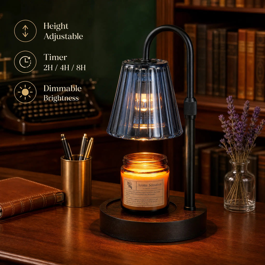 Glasseam Candle Warmer Lamp with Timer, Dimmable Candle Warmer for Jar Candles, Height Adjustable Wax Melts Warmer, Birthday Gifts for Women Mom, House Warming Gifts New Home Decor