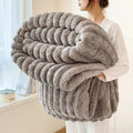 Luxurious Faux Rabbit Fur Striped Blanket - Ultra Soft 2M X 2.3M Flannel Throw for Soft Girl Bedroom - Warm Sensorial Immersion Blanket for All-Season Home Decor - High-Texture Cozy Nap Blanket for Couch & Travel #Softgirl #Cozyvibes #Homefinds