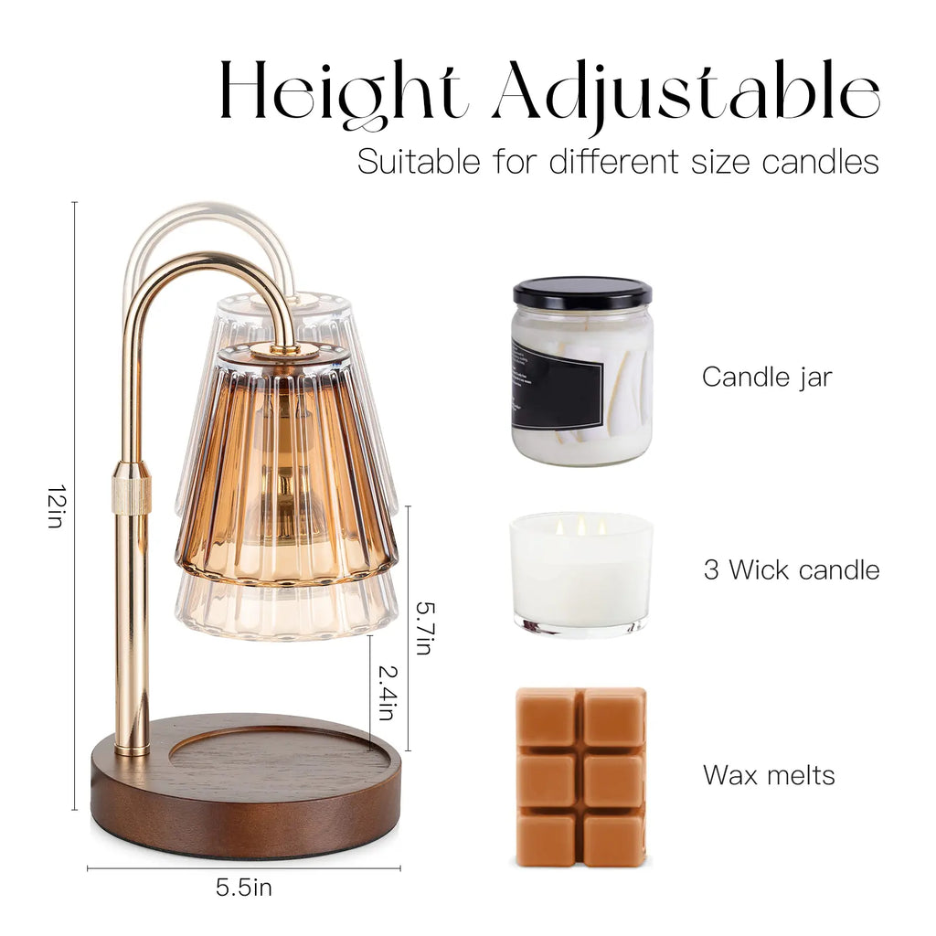 Glasseam Candle Warmer Lamp with Timer, Dimmable Candle Warmer for Jar Candles, Height Adjustable Wax Melts Warmer, Birthday Gifts for Women Mom, House Warming Gifts New Home Decor