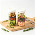4-Pack 32Oz Airtight Sealable Glass Salad Jars with Screw-On Lids - Kitchen Food Storage Containers, Built-In Wet/Dry Separation Boxes, Meal Prep Containers for Work Lunches, Fridge-Friendly, Customizable