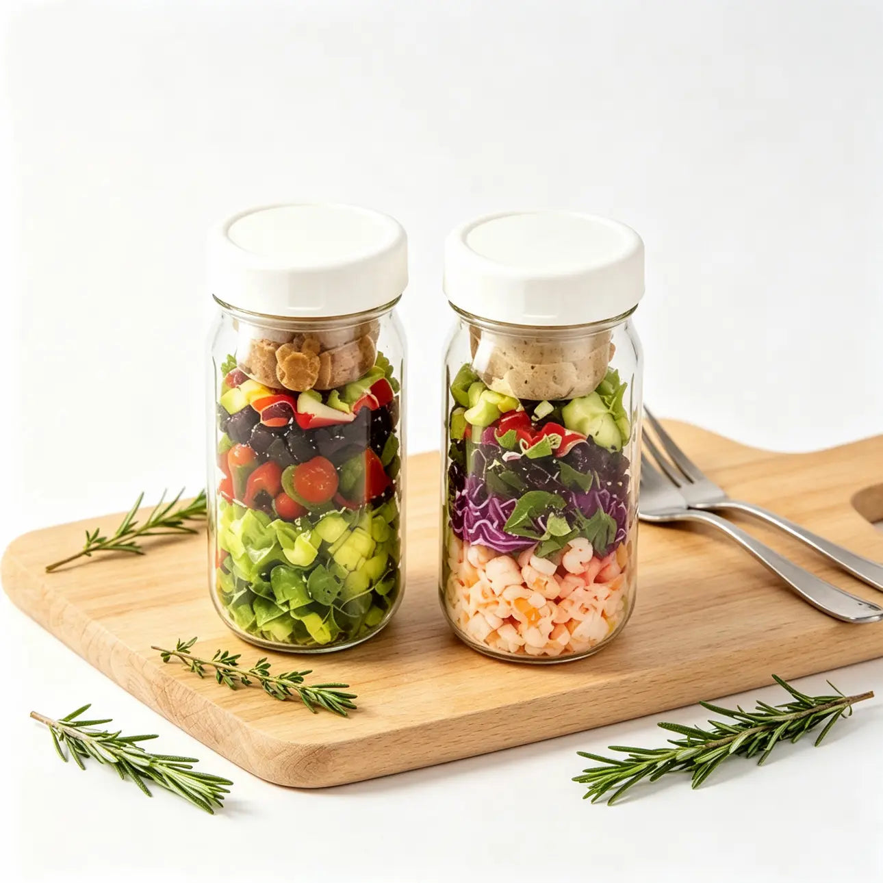4-Pack 32Oz Airtight Sealable Glass Salad Jars with Screw-On Lids - Kitchen Food Storage Containers, Built-In Wet/Dry Separation Boxes, Meal Prep Containers for Work Lunches, Fridge-Friendly, Customizable