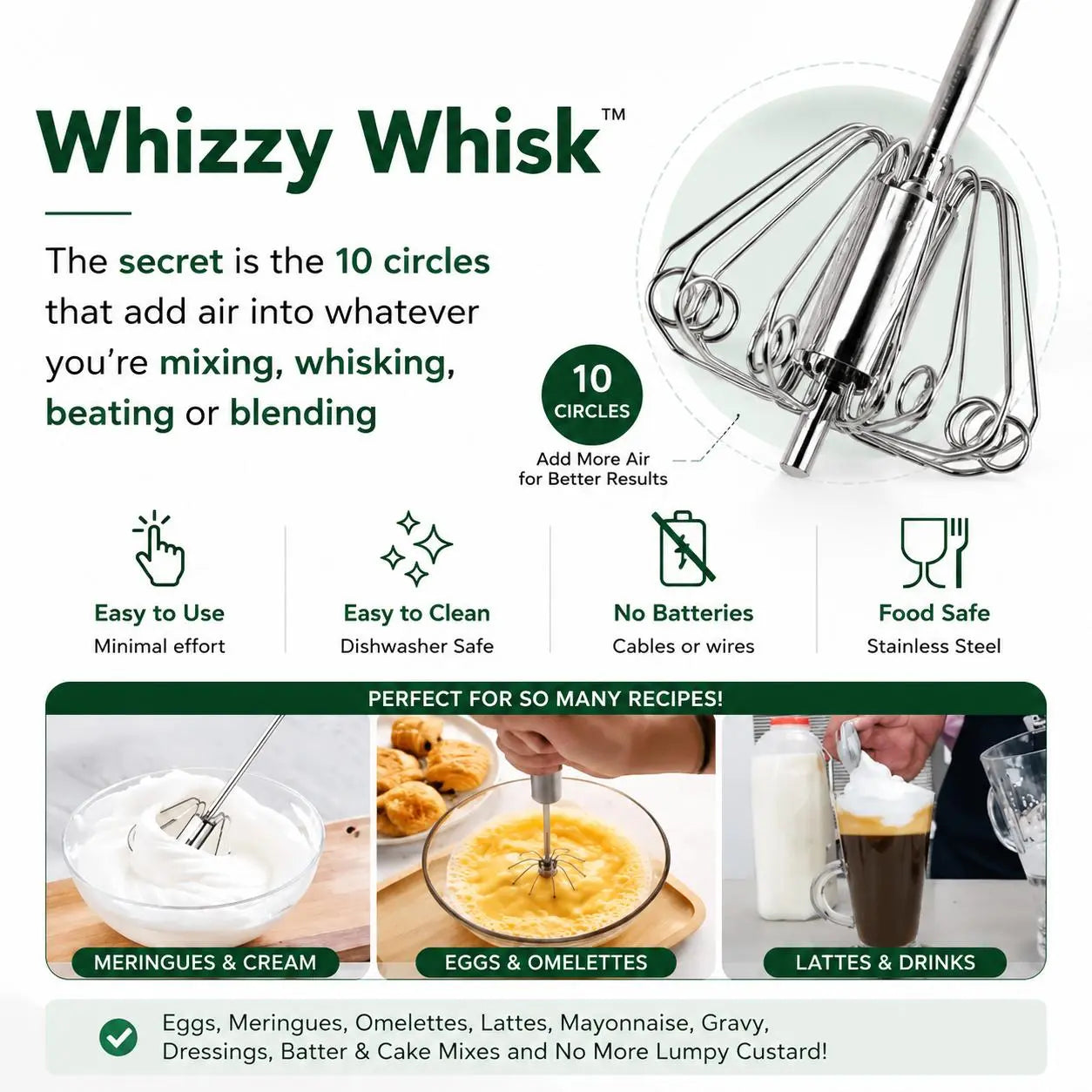 Stainless Steel Egg Beater Push Whisk - Handheld Kitchen Mixer with Cover for Quick, Efficient Mixing of Eggs and Other Ingredients