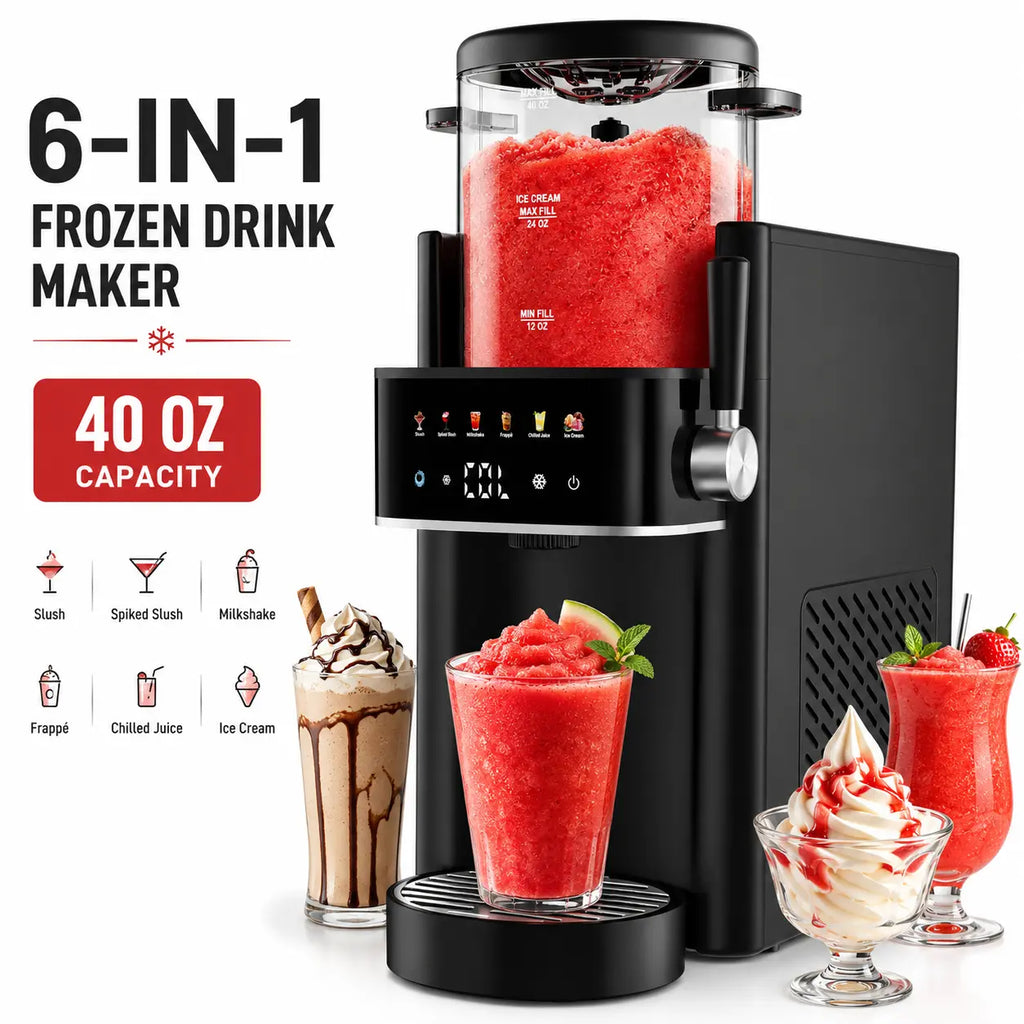 S1 Slushie Machine ,Ice Cream Maker, 6-In-1 Fast Freeze Slushie, 6 Preset Programs and One-Touch Self-Cleaning, No Ice Needed,Easy Clean Black Multi-Function Maker for Margaritas, Frappés and Frozen Drinks
