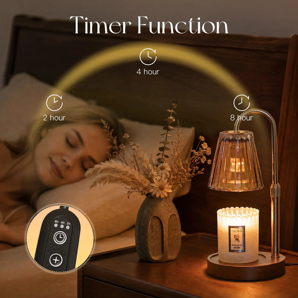 Glasseam Candle Warmer Lamp with Timer, Dimmable Candle Warmer for Jar Candles, Height Adjustable Wax Melts Warmer, Birthday Gifts for Women Mom, House Warming Gifts New Home Decor