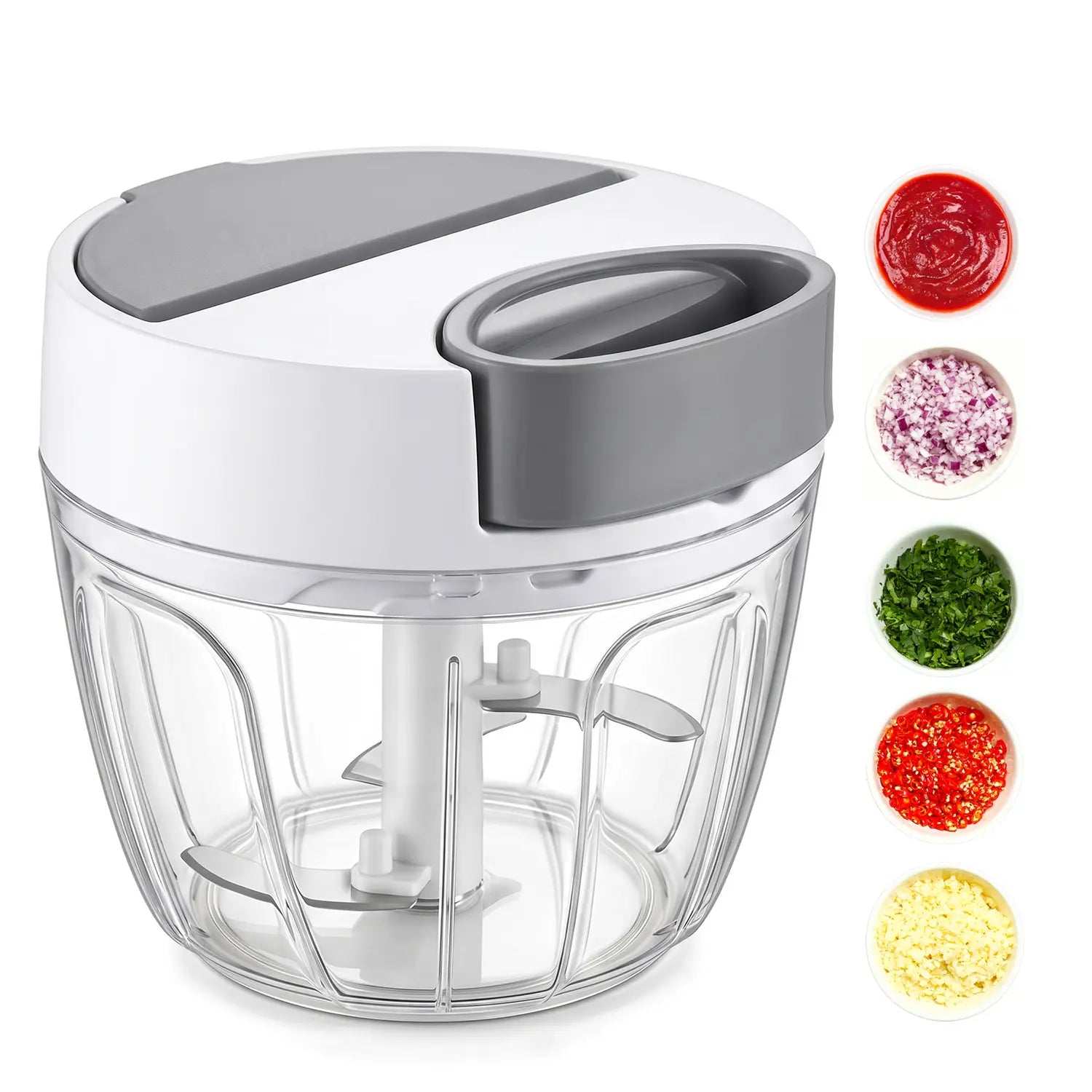 SUSTEAS Hand Pull Food Chopper, 422 Stainless Steel Triple Blade Manual Onion Garlic Cutter, No Electricity Washable Kitchen Mincer, Anti-Tear Portable Veggie Minced Cutting Tool,Summerwins